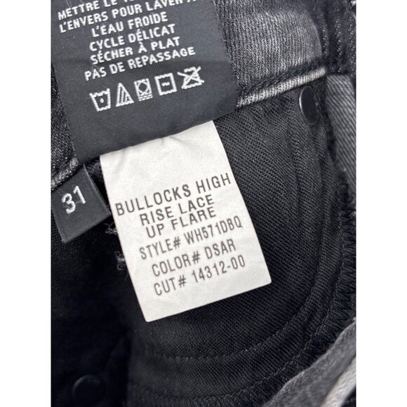 Hudson Bullocks High Waist Lace Up Flare Jeans Faded Black 31 - Picture 9 of 9